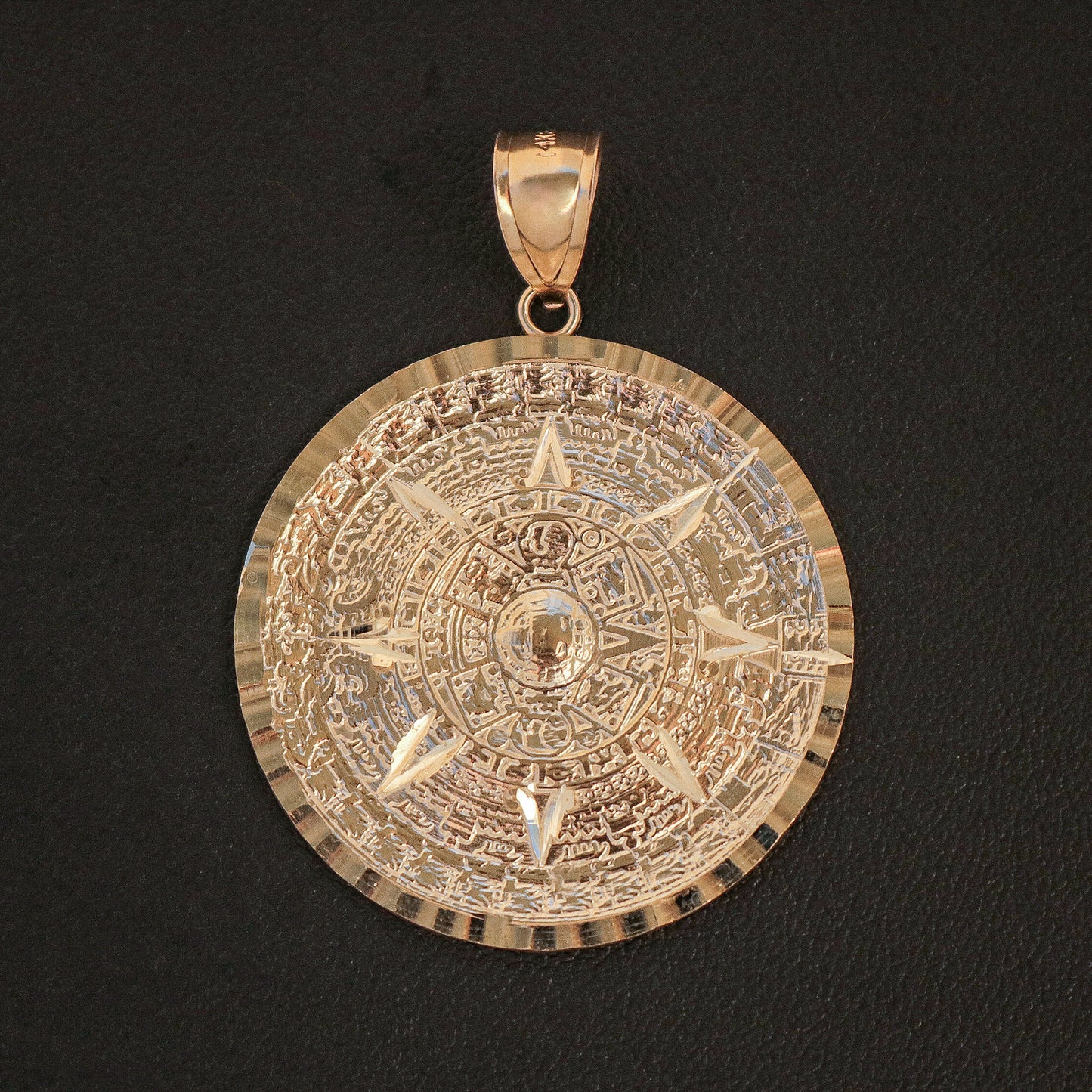 Aztec Calendar Pendant - 14k Gold