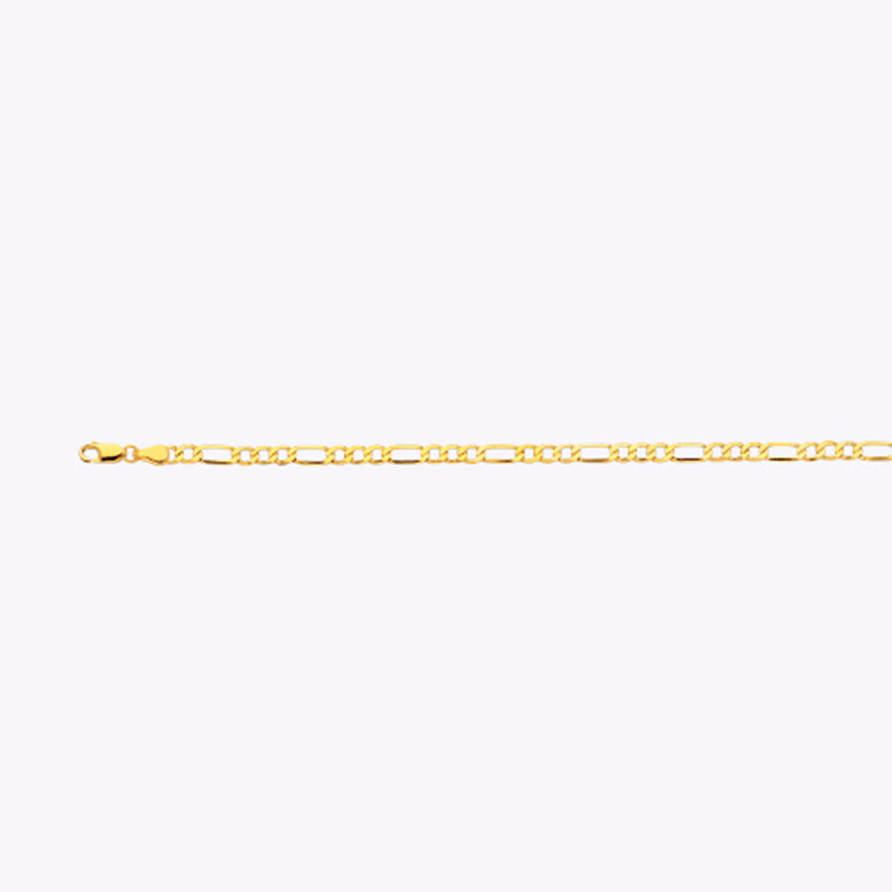 3.5mm Hollow Figaro Chain - 10k Gold