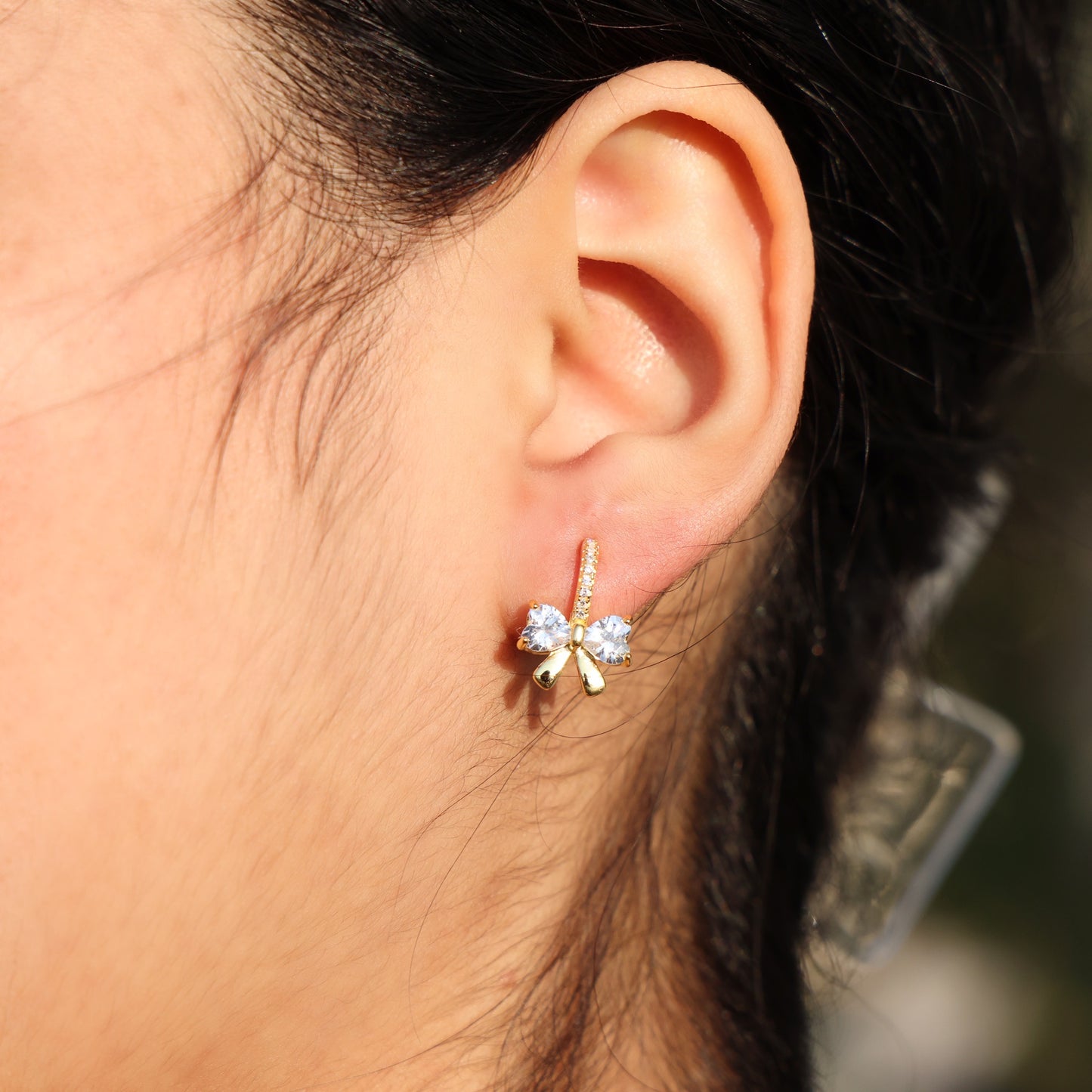 Iced Coquette Stud Earrings - Gold over 925 Silver