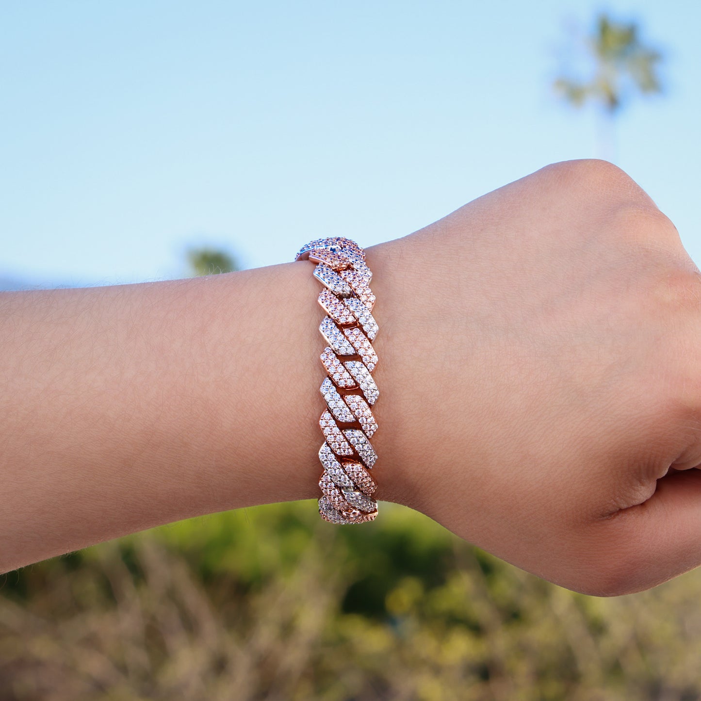 13mm Diamond Prong Link Bracelet - 2 Tone