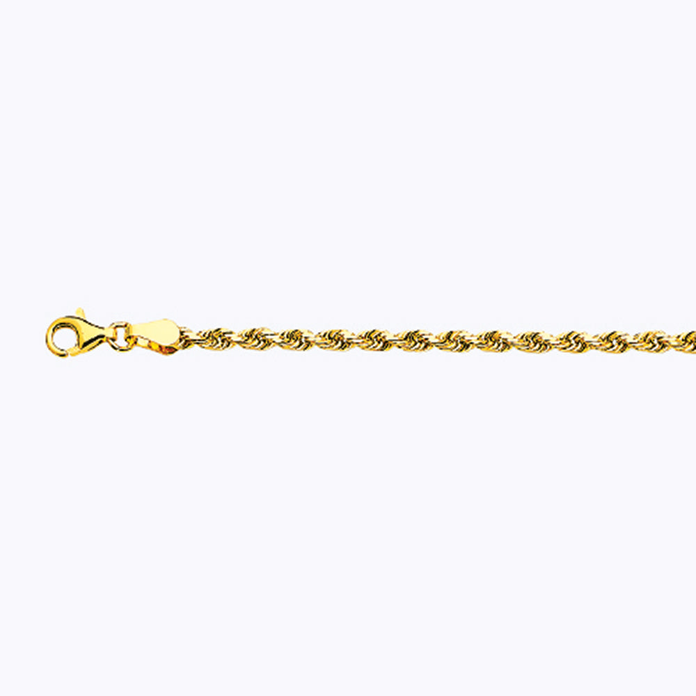 3mm Solid Diamond Cut Rope Chain - 10k Gold