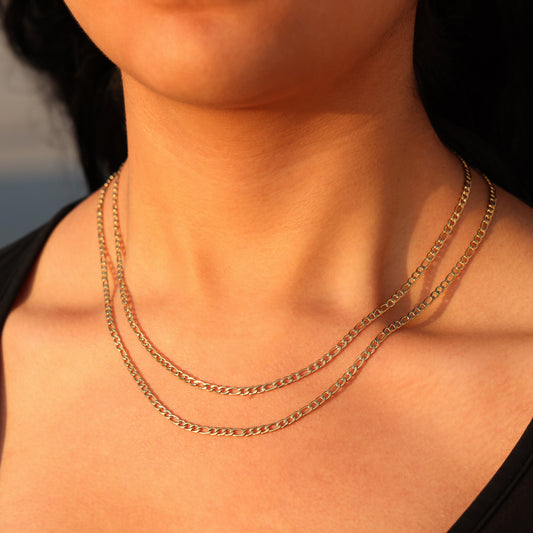 3mm Figaro Necklace - Gold