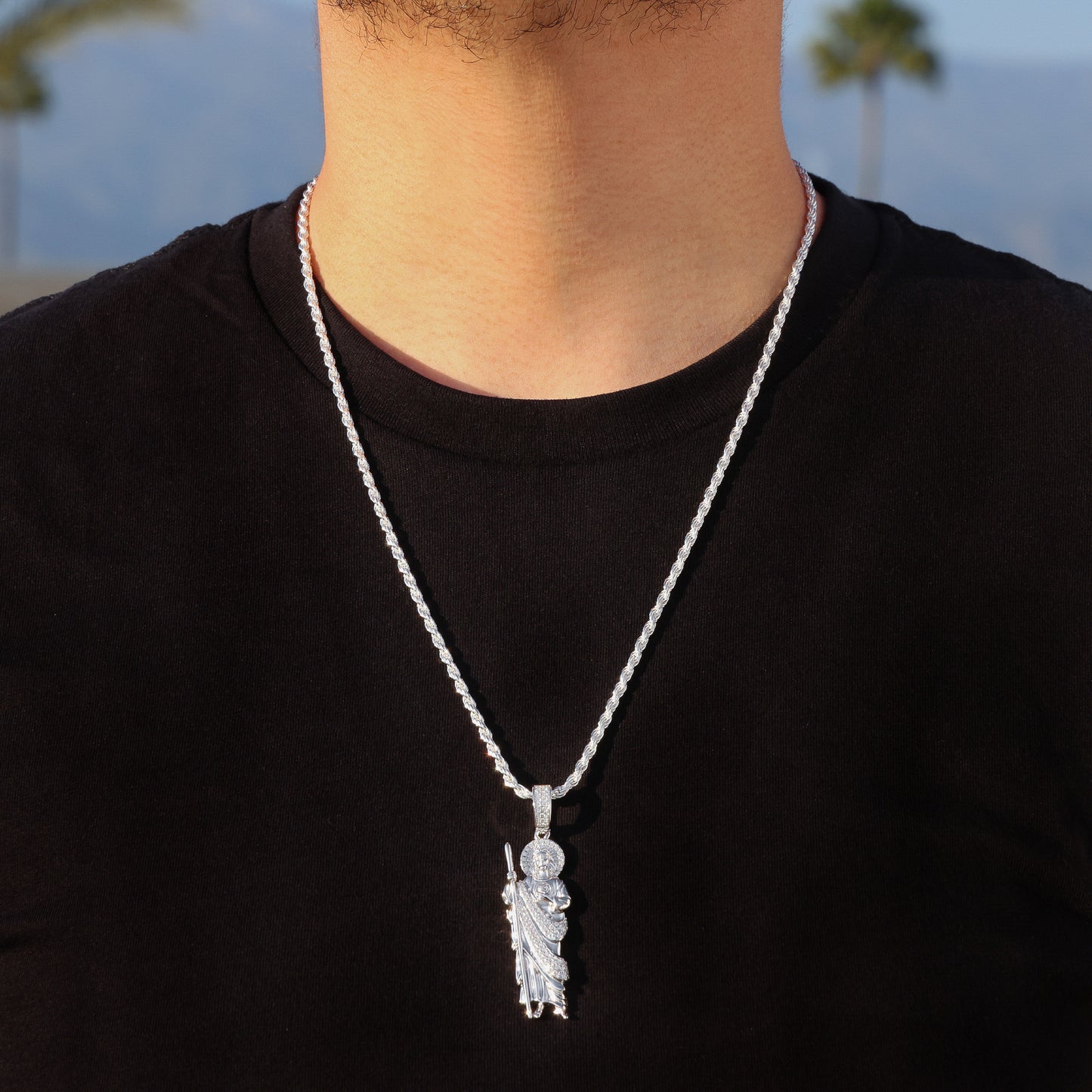 Iced San Judas Pendant - 925 Silver