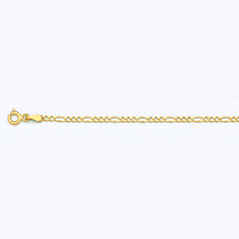 2mm Solid Figaro Chain - 10k Gold