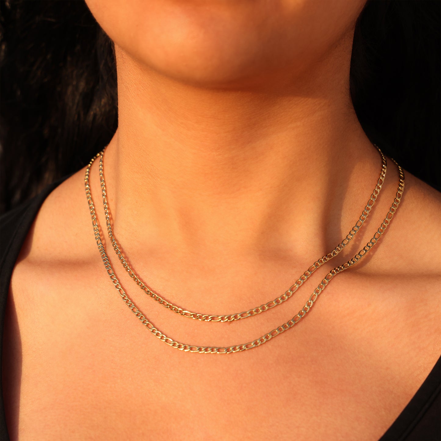 3mm Figaro Necklace - Gold