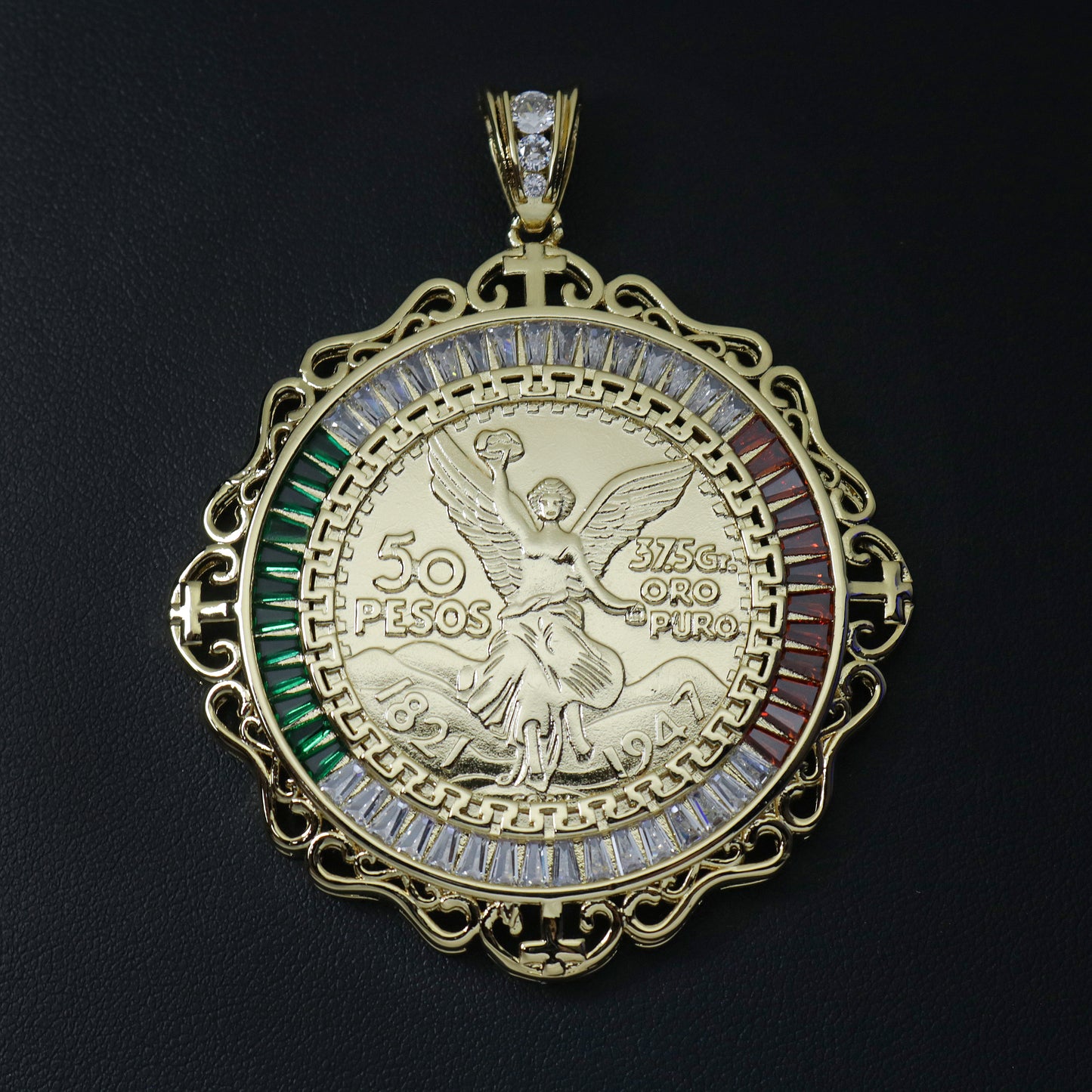 Royal 3 Color Baguette Bezel Centenario Pendant
