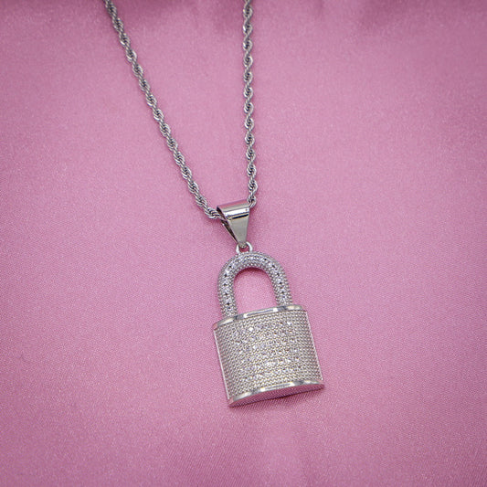 Icy Lock Necklace - White Gold