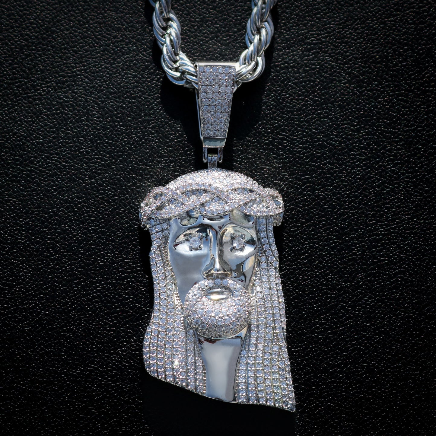 Big Jesus Pendant - White Gold