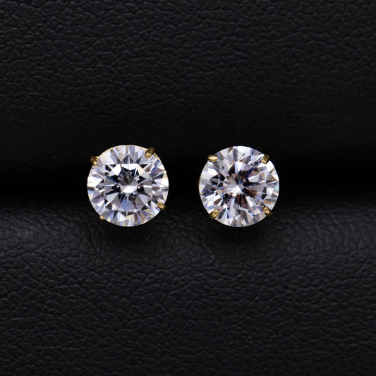 6mm Round Stud Earrings -  14k Gold