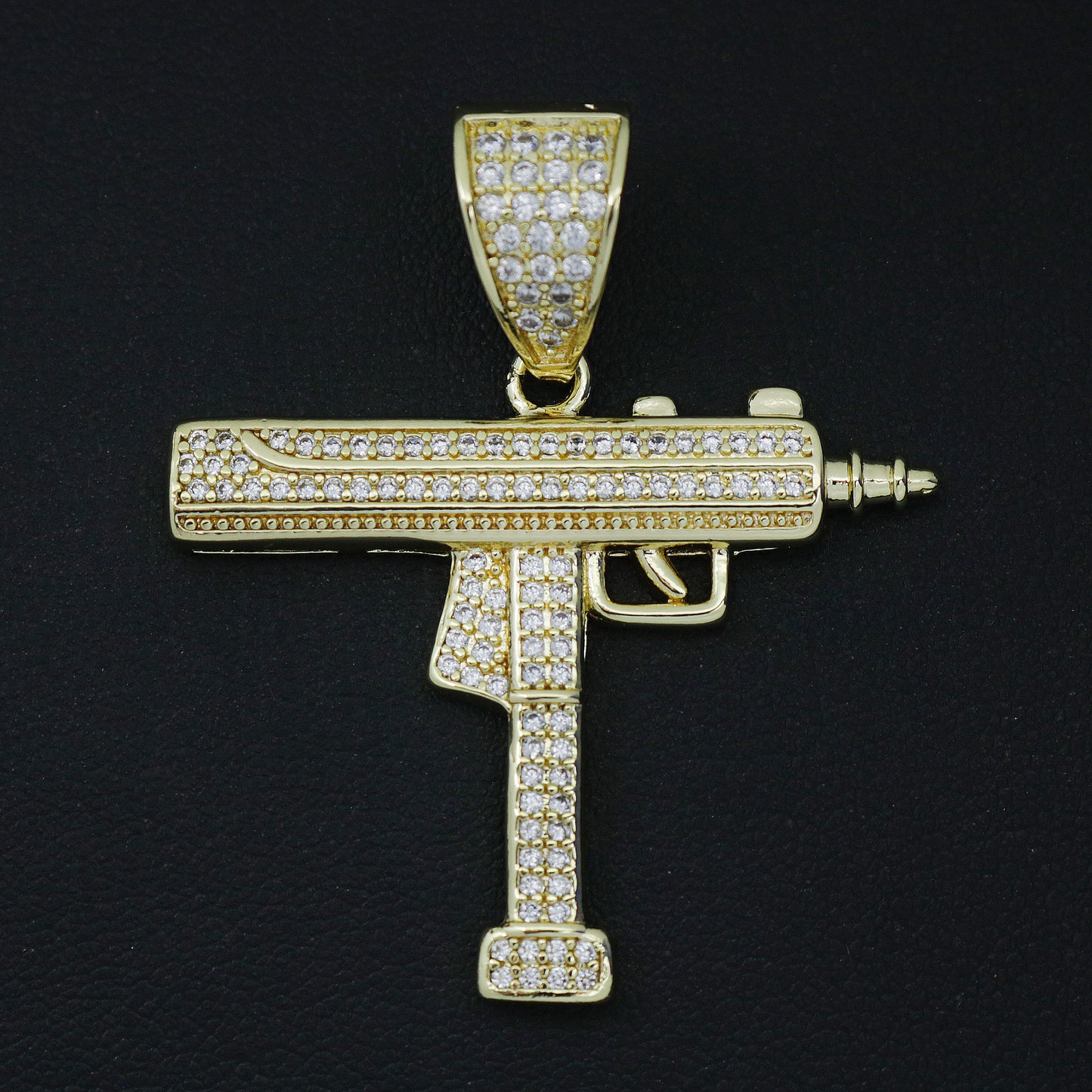 Iced Out Uzi Gun Pendant - Gold