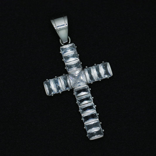 Baguette Cut Cross Pendant - Premium 316L Stainless