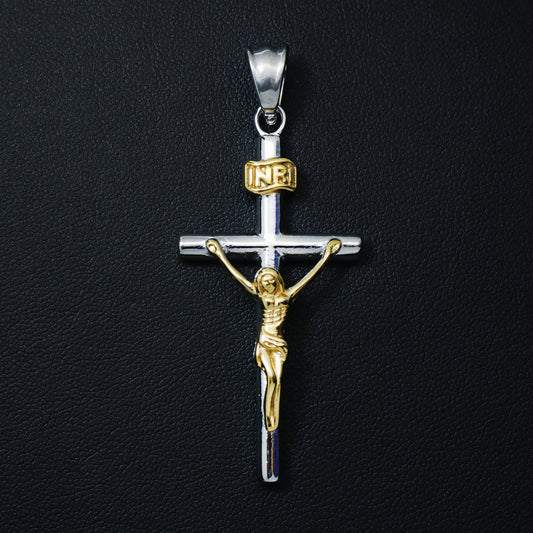 Two-Tone Crucifix Pendant - Premium 316L Stainless