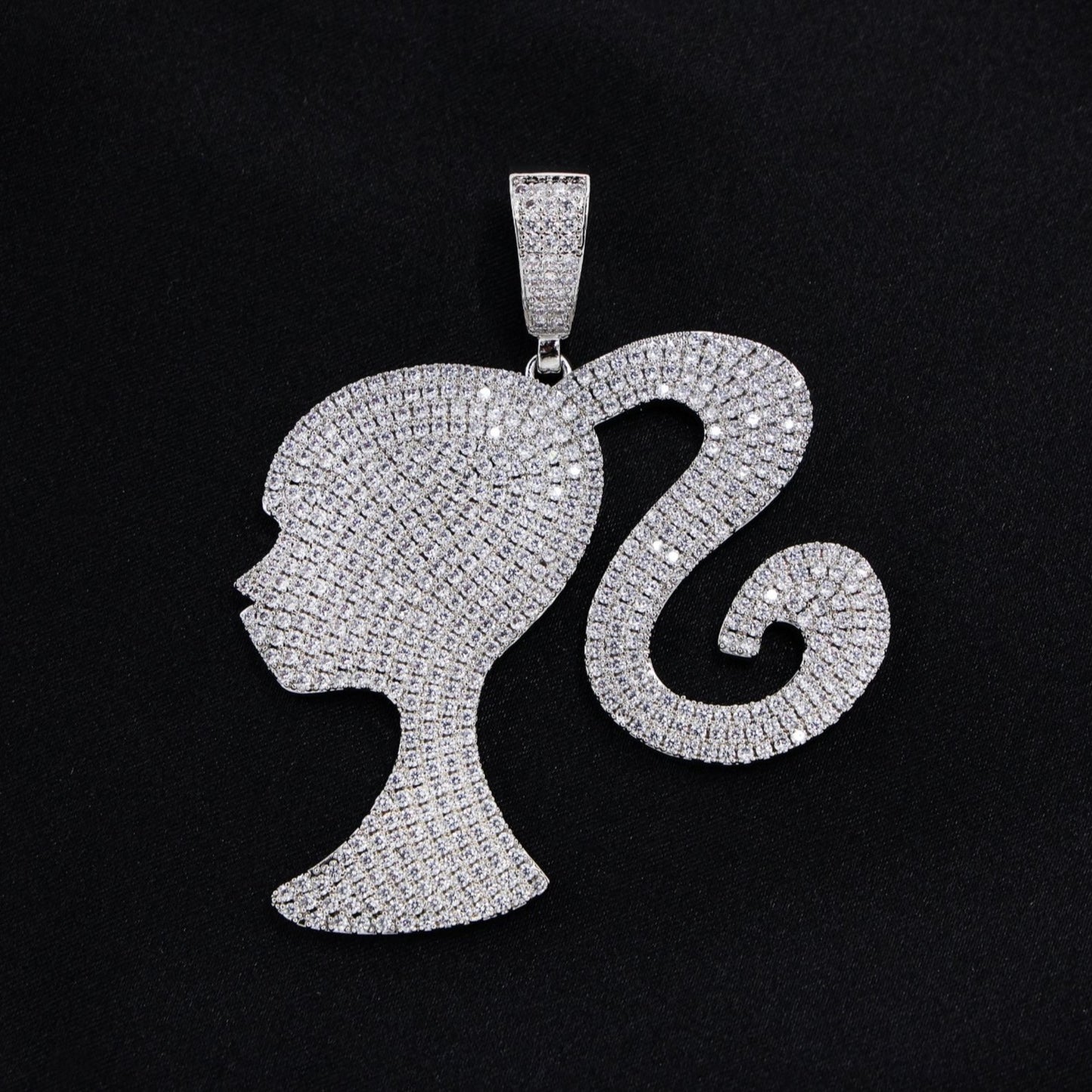 Iced Girl Pendant - White Gold