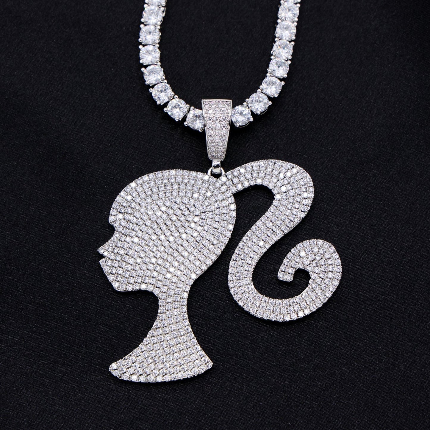 Iced Girl Pendant - White Gold