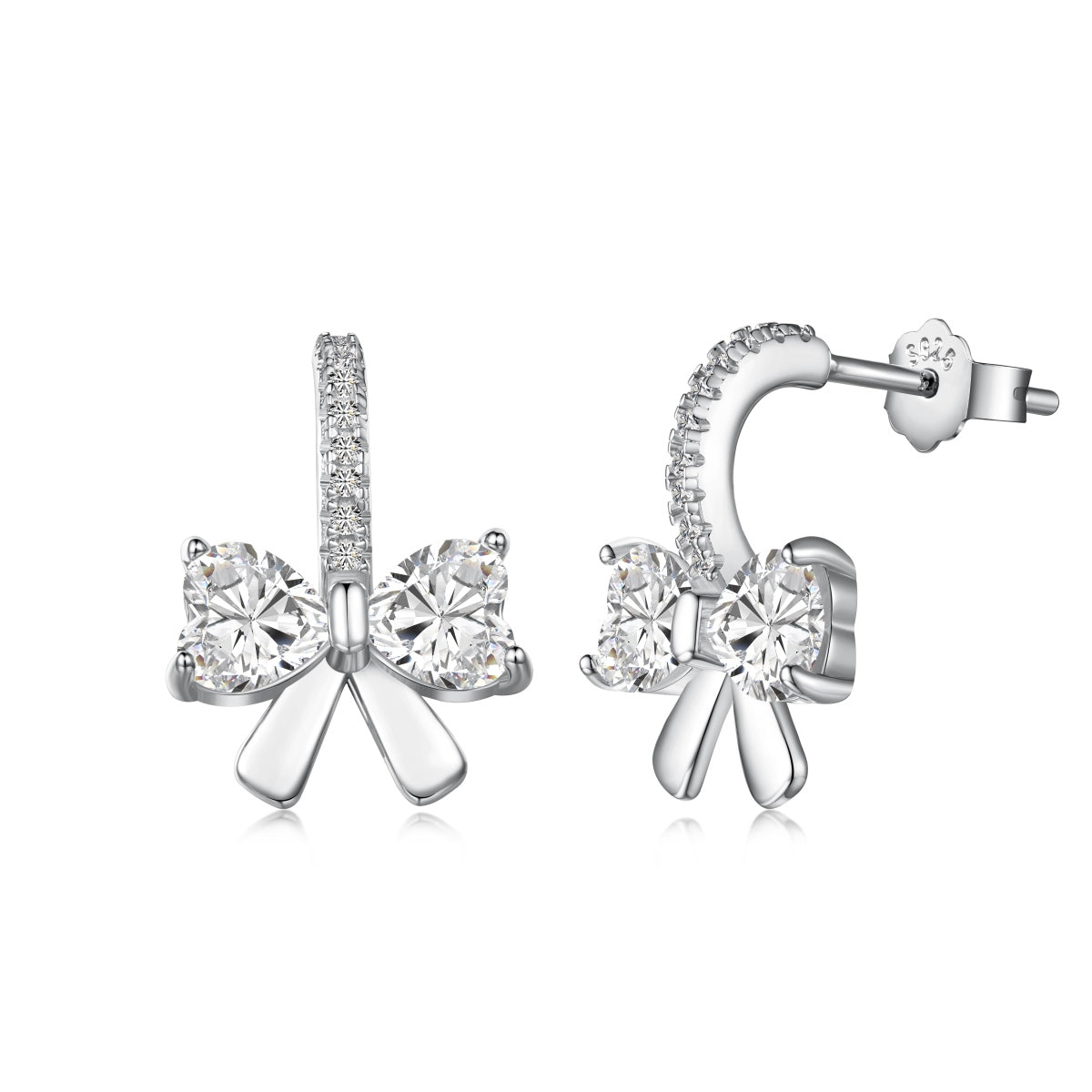 Iced Coquette Stud Earrings - 925 Silver