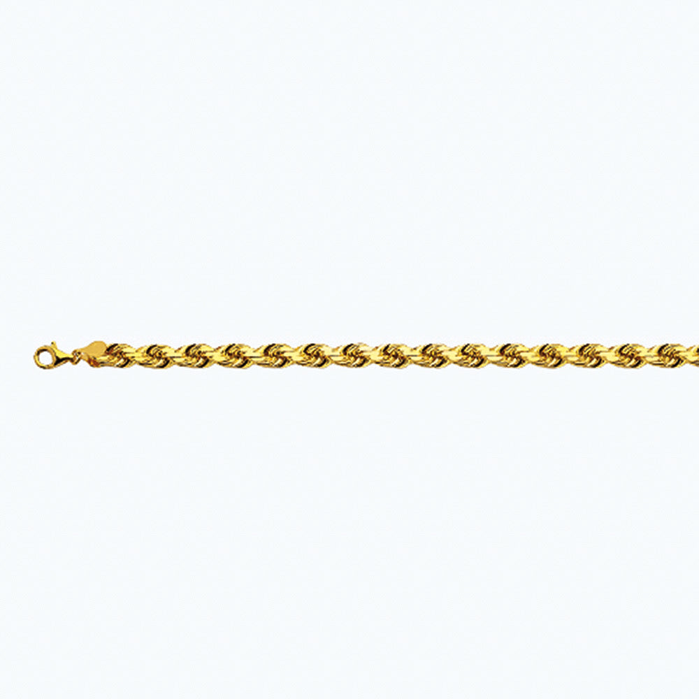 8mm Solid Diamond Cut Rope Chain - 10k Gold