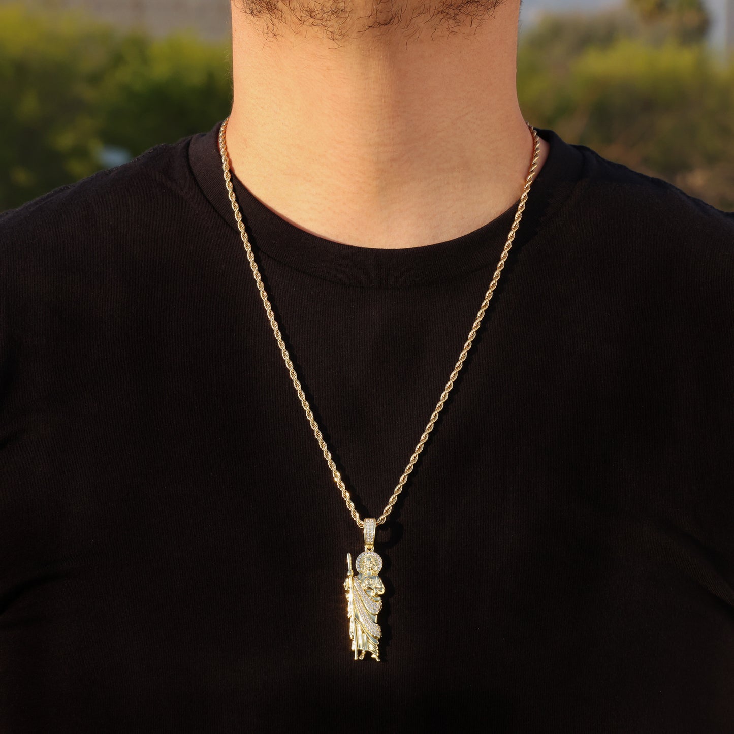 Iced San Judas Pendant - Gold