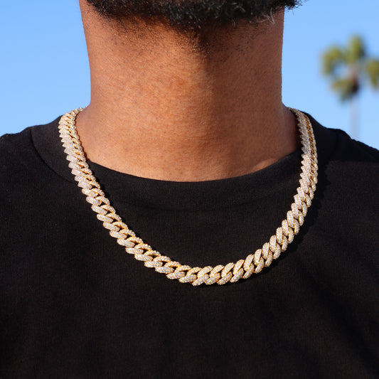 10mm Iced Out Cuban Chain - Gold