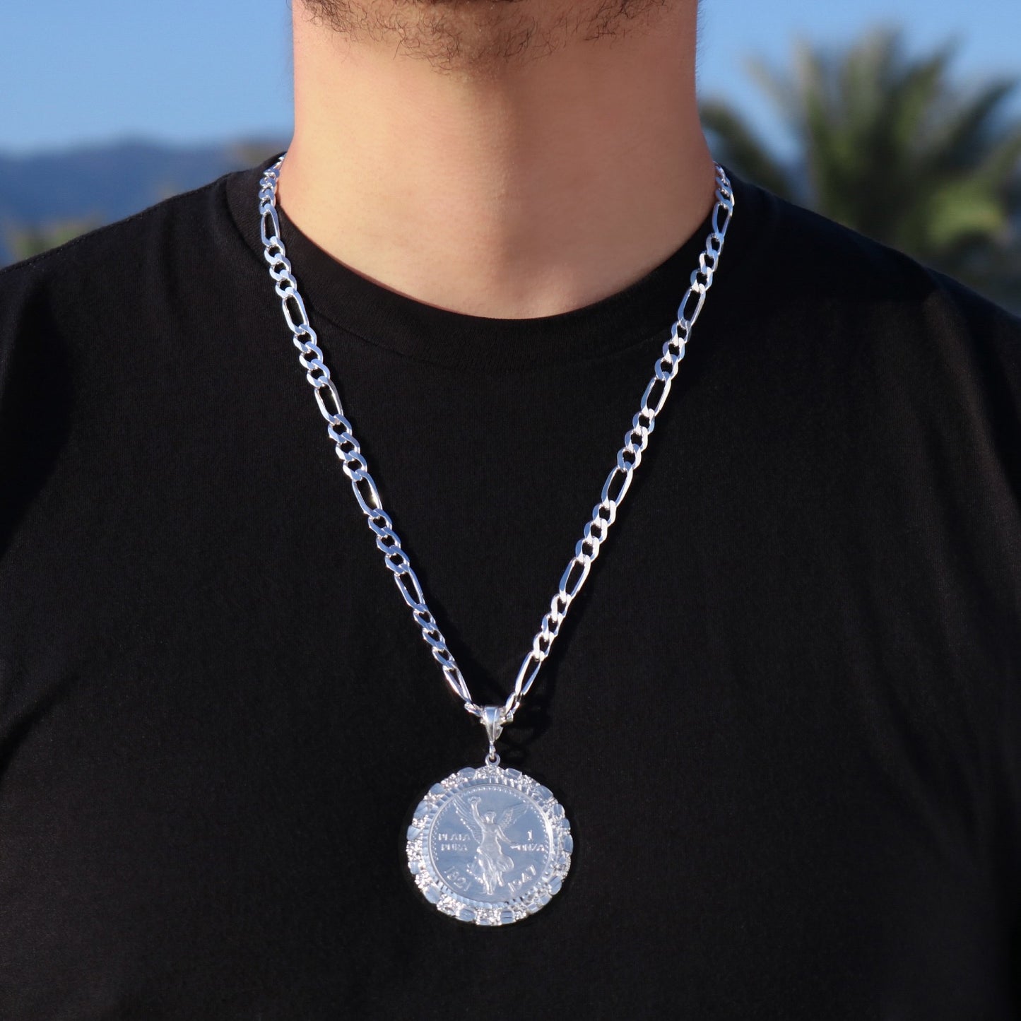 Silver Nugget Bezel Centenario Pendant - 925 Silver