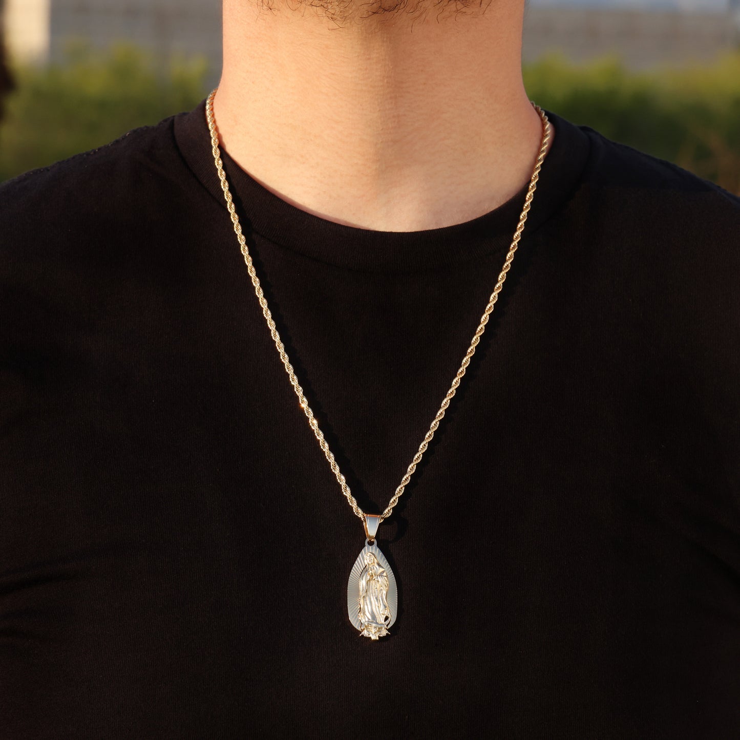 Virgin Mary Pendant - Gold