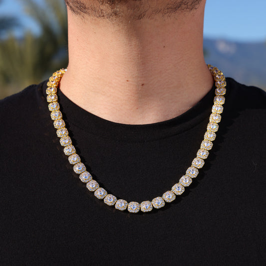 10mm Clustered Tennis Chain - Gold