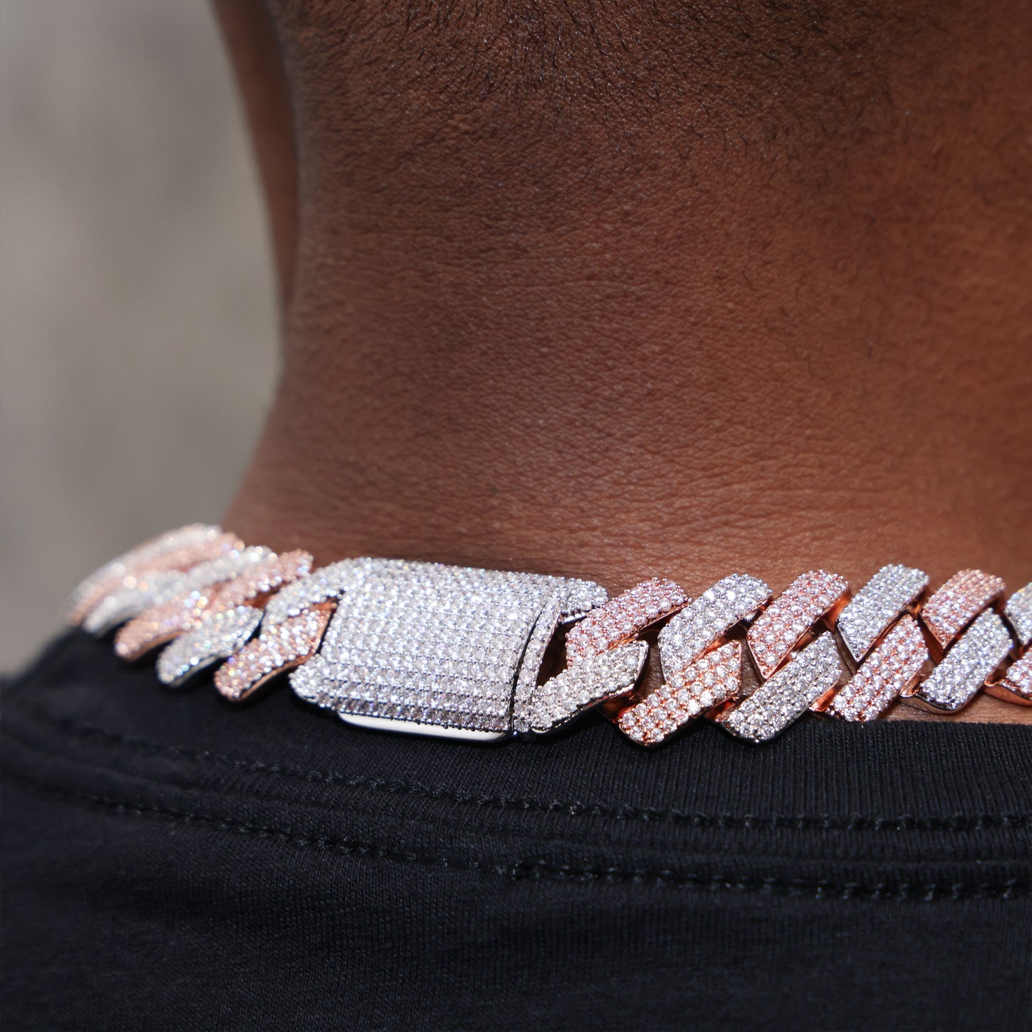 19mm Diamond Prong Link Cuban Chain - 2 Tone