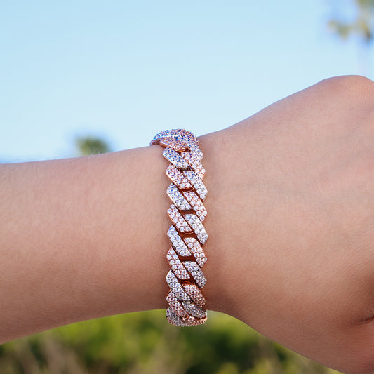 13mm Diamond Prong Link Bracelet - 2 Tone