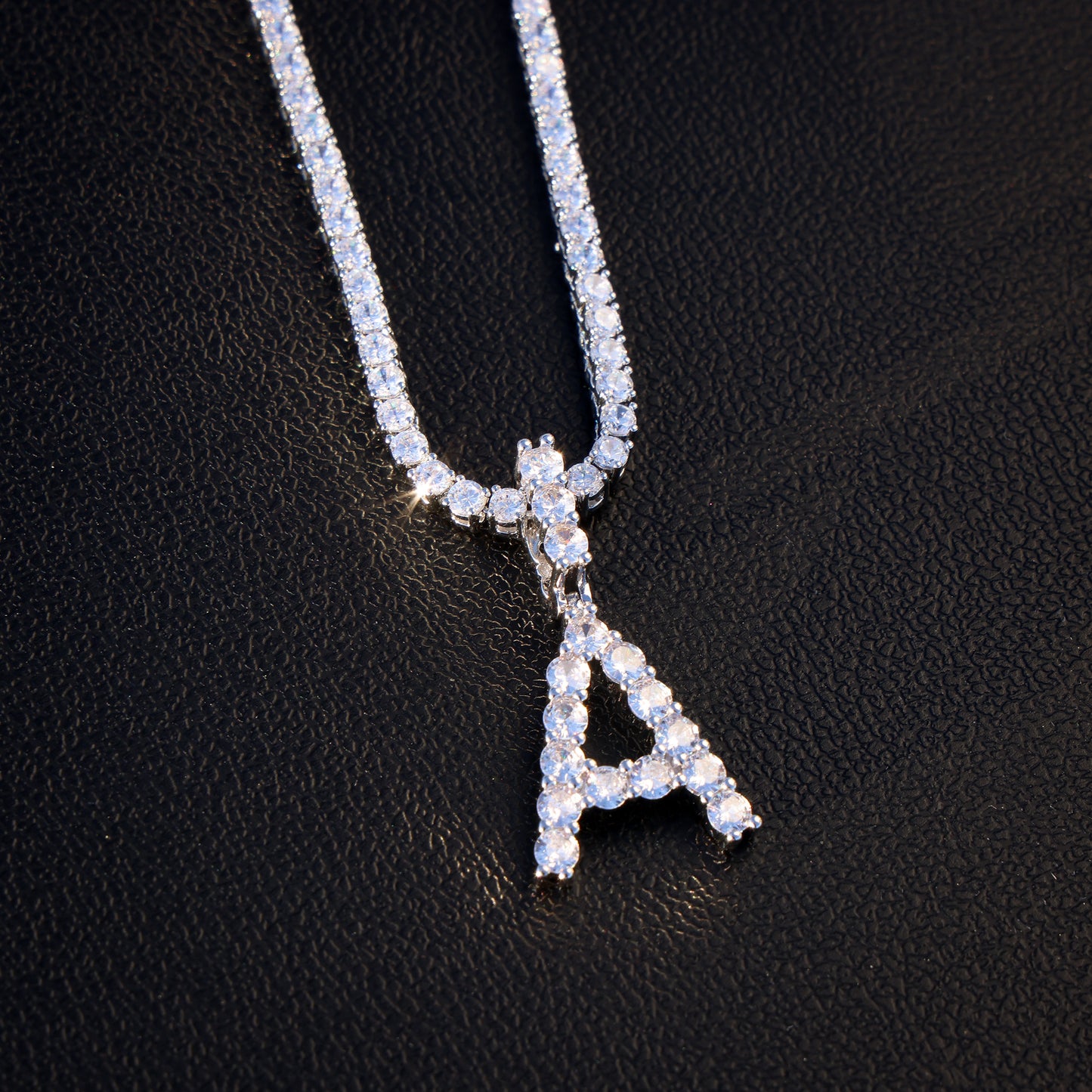 Diamond Letter Pendant - White Gold