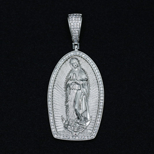 Iced Lady of Guadalupe Pendant - 925 Silver