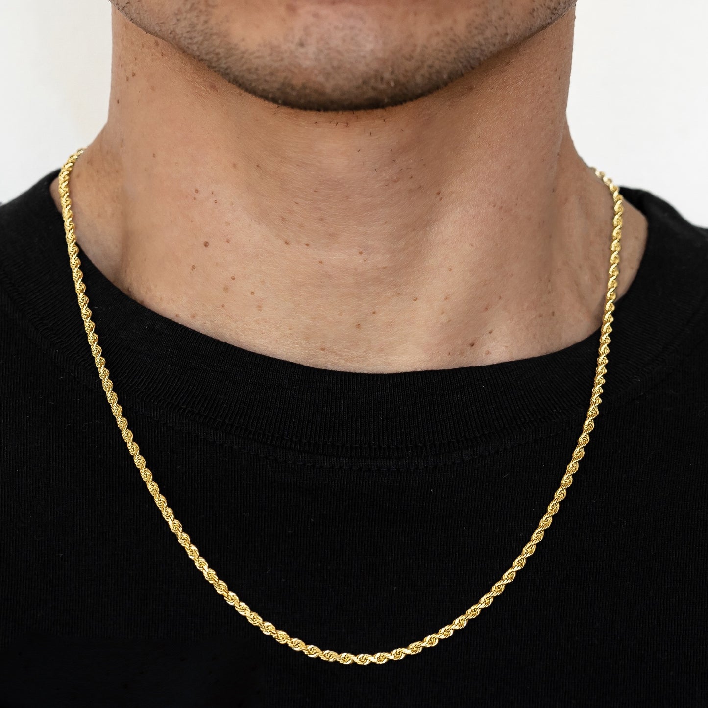 3mm Solid Diamond Cut Rope Chain - 10k Gold