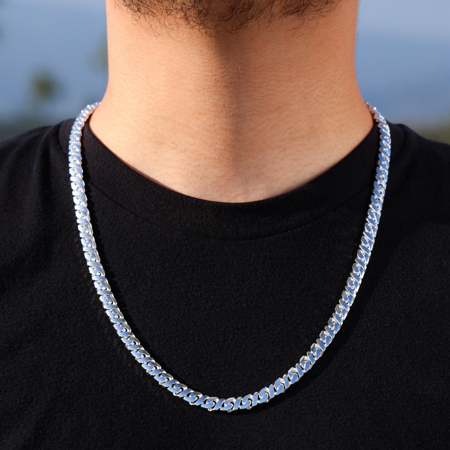 7mm Dollar Cuban Diamond Cut Chain - 925 Silver