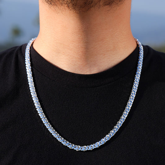 7mm Dollar Cuban Diamond Cut Chain - 925 Silver