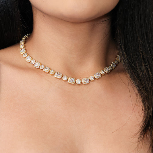 Iced Gemstone Necklace - Gold