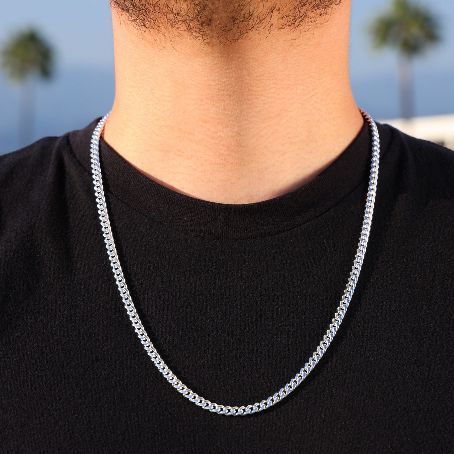 5mm Solid Round Curb Cuban Chain - 925 Silver