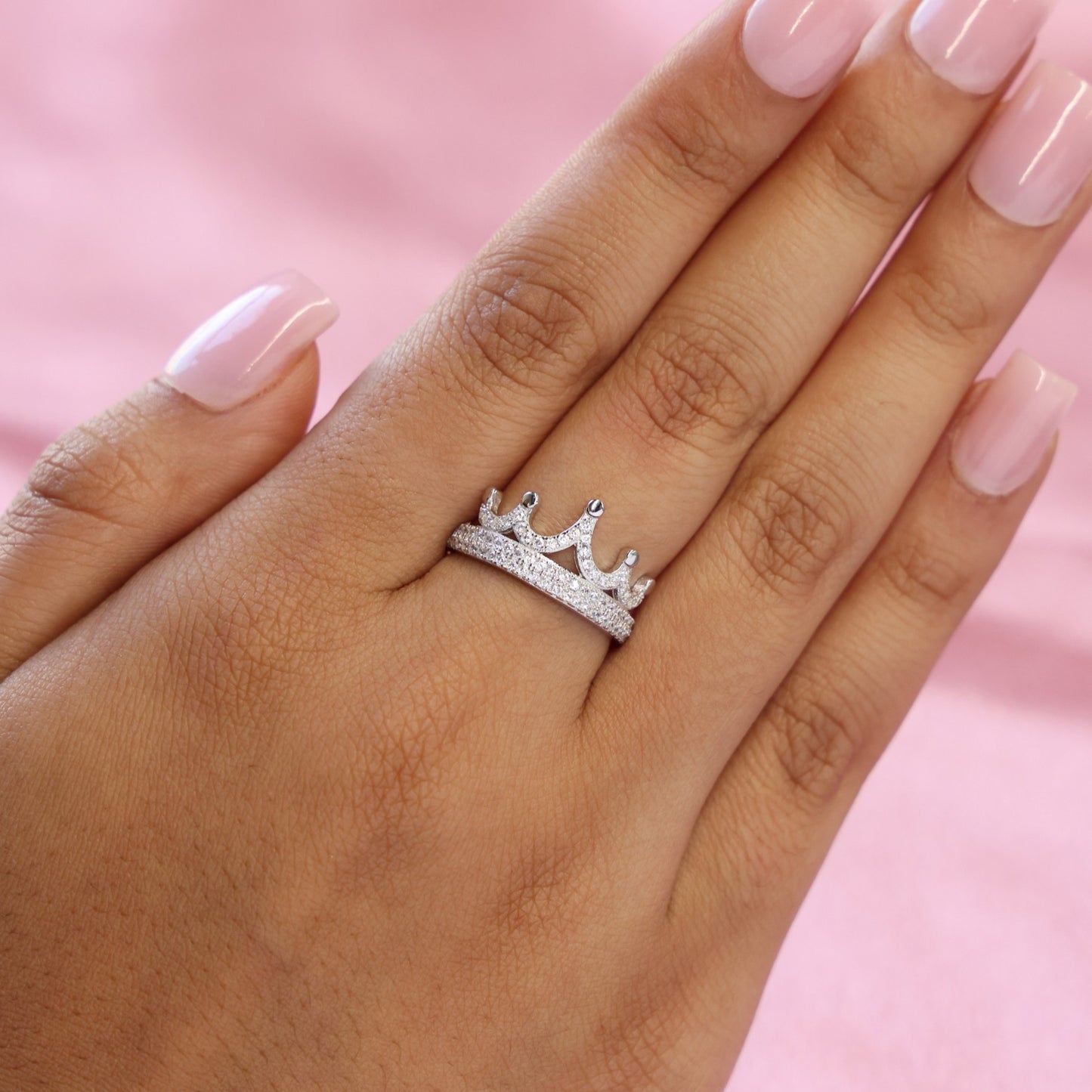 Iced Crown Ring - 925 Silver