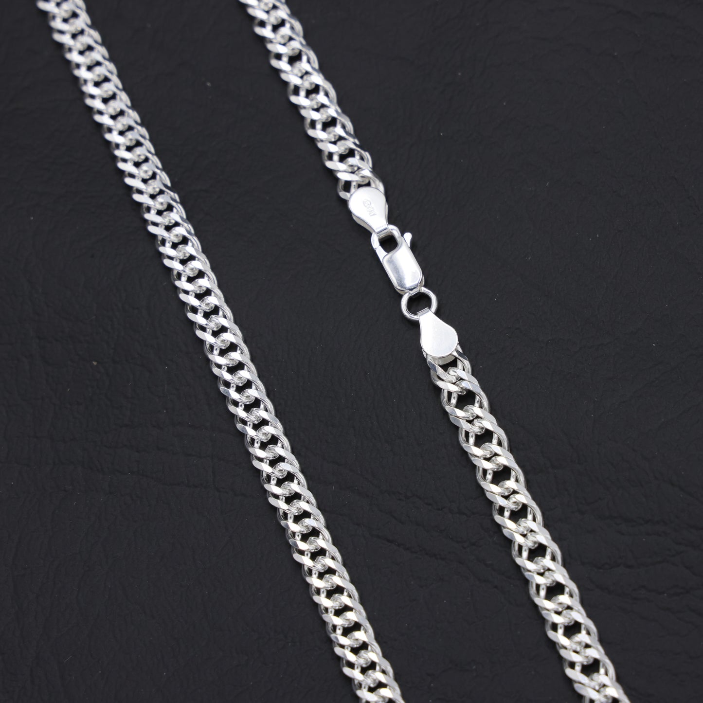 6mm Double Curb Link Chain - 925 Silver