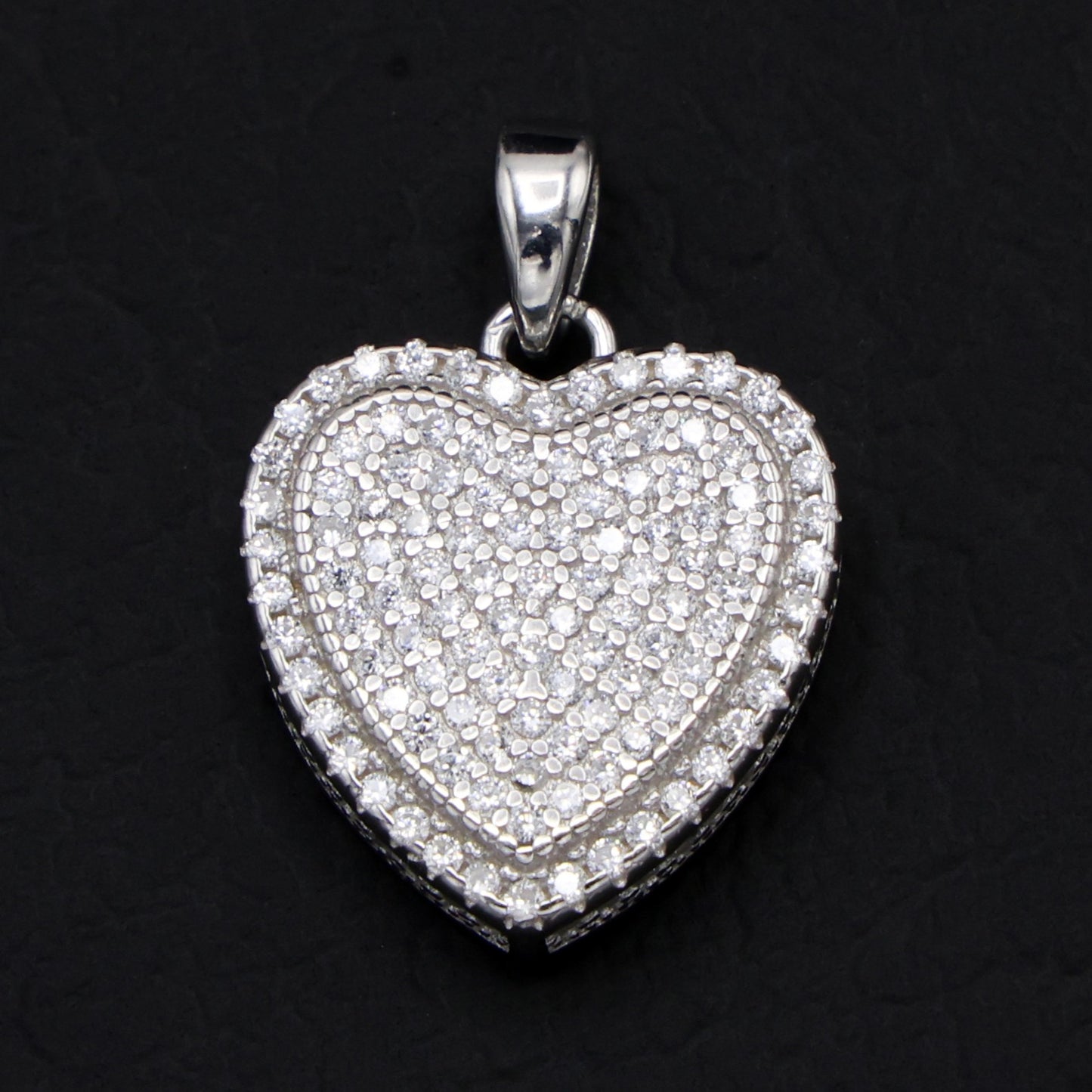 Small Fully Iced Heart Pendant - 925 Silver