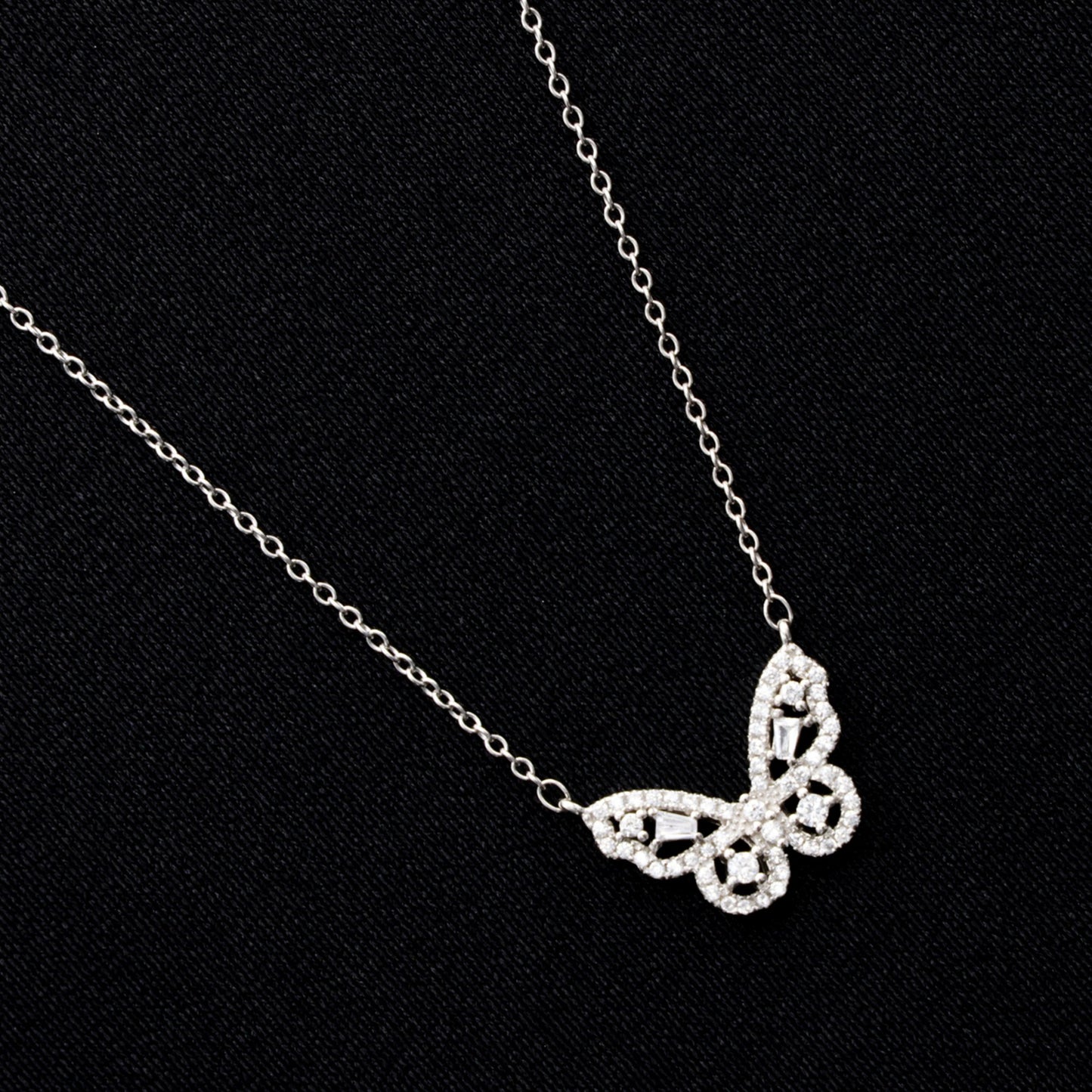 Iced Butterfly Necklace - 925 Silver