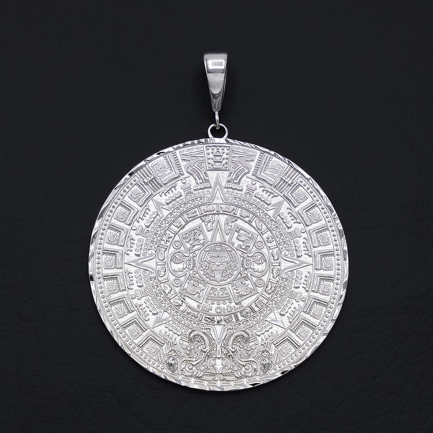 Big Aztec Calendar Pendant - 925 Silver