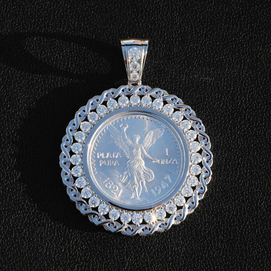 Moissanite Knotted Diamond Bezel Centenario Pendant - 925 Silver