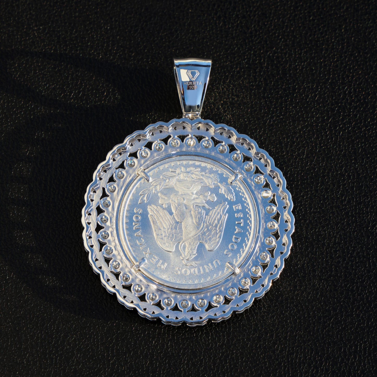 Moissanite Knotted Diamond Bezel Centenario Pendant - 925 Silver