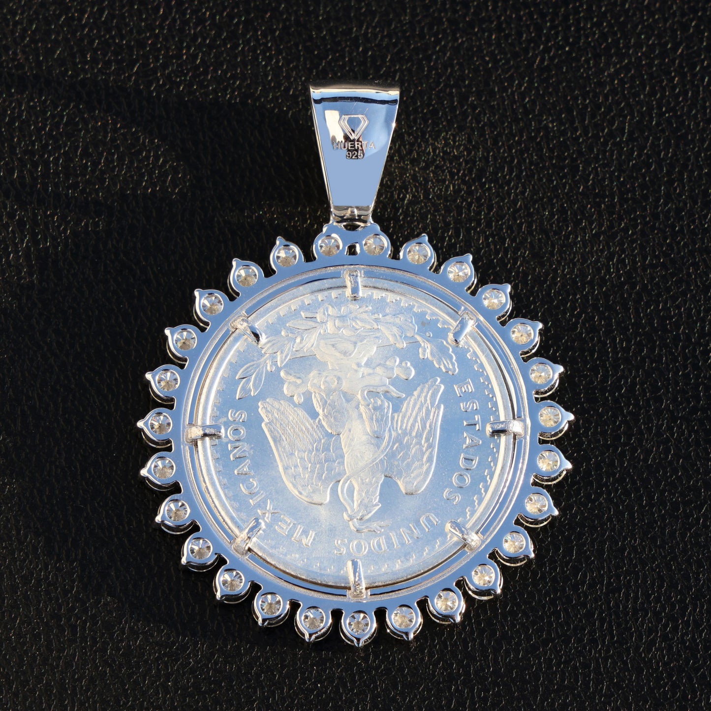 Iced Moissanite Bezel Centenario Pendant - 925 Silver