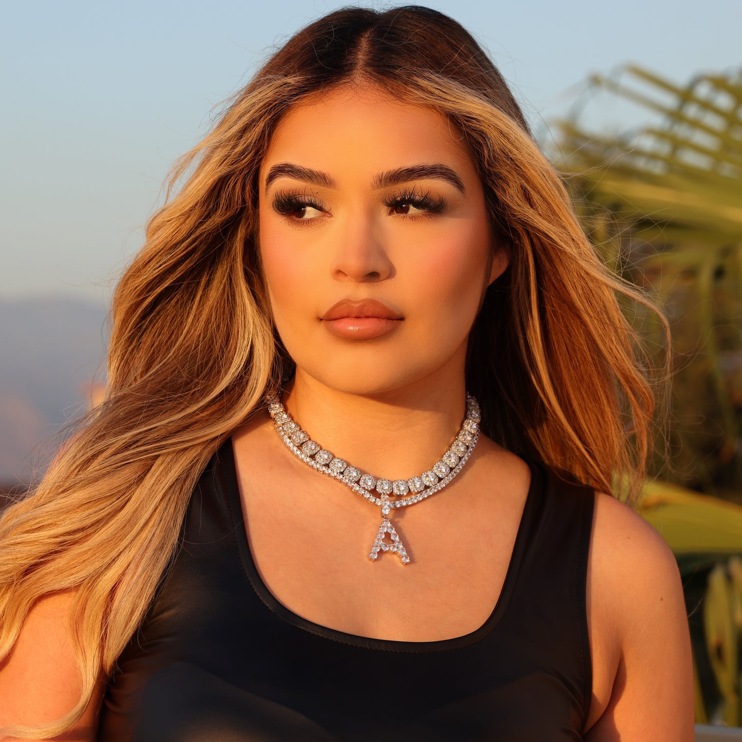 Diamond Letter Pendant - White Gold