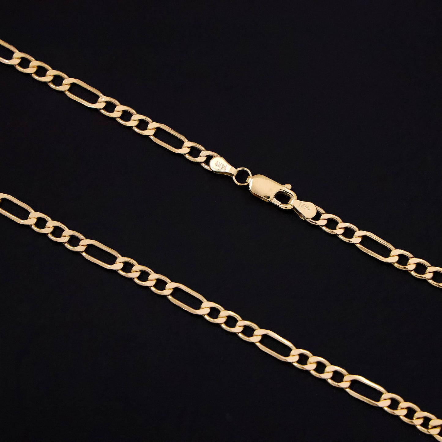 4mm Hollow Figaro Chain - 10k Gold