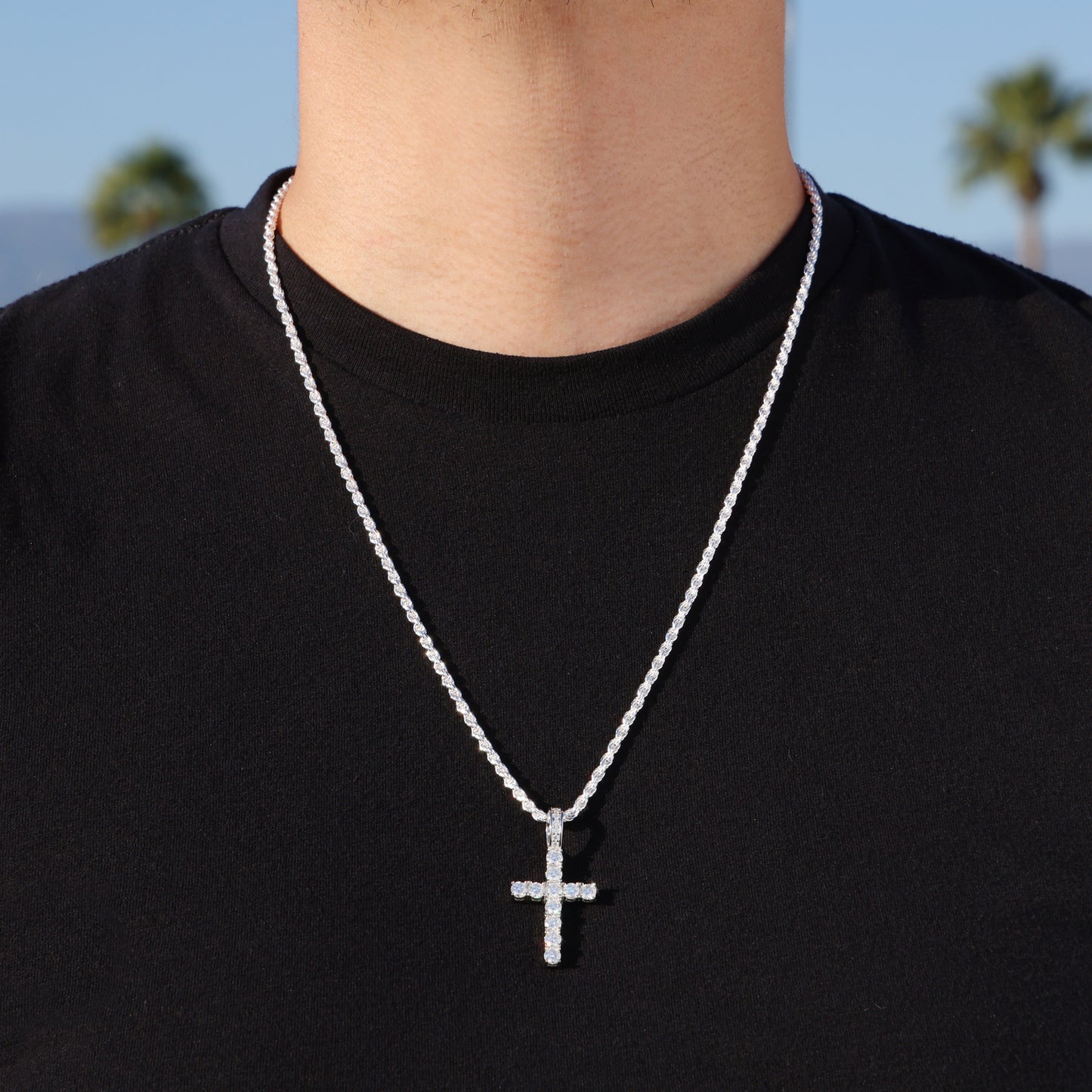 Moissanite Cross Pendant - 925 Silver
