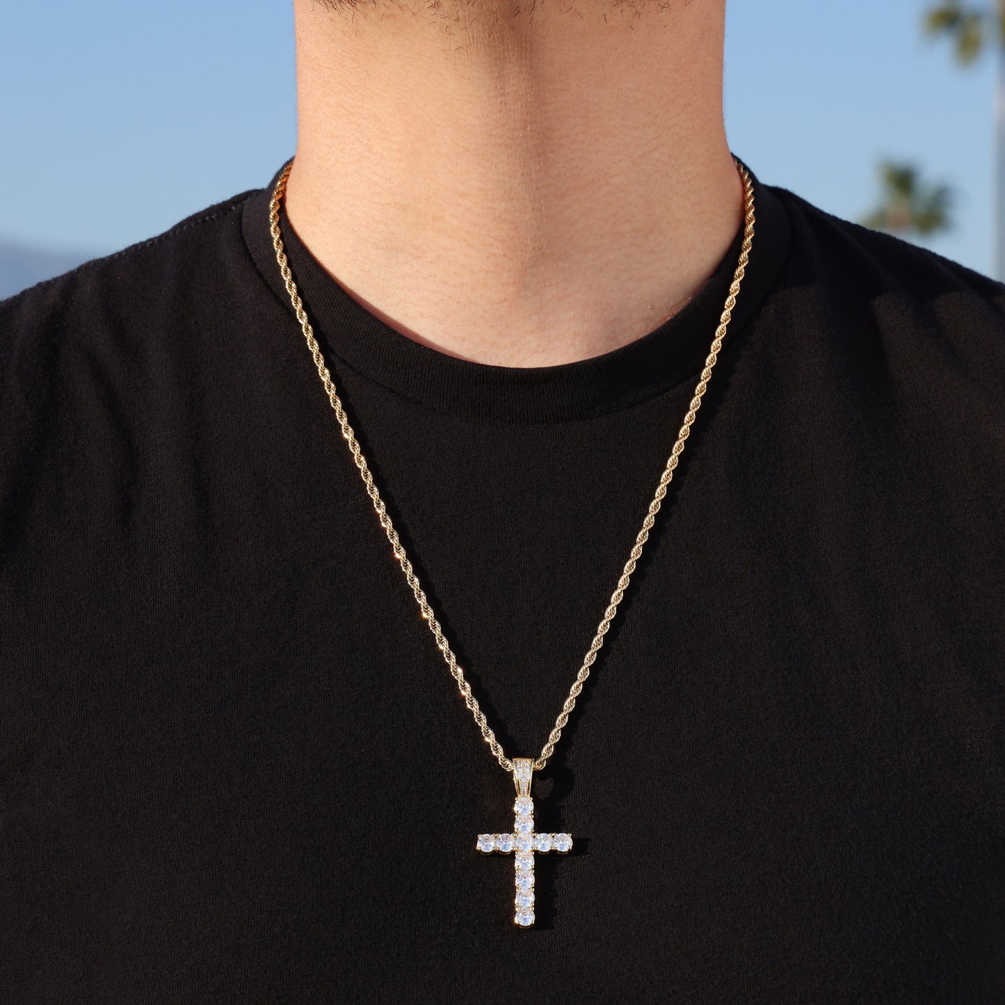 Large Diamond Cross Pendant - Gold