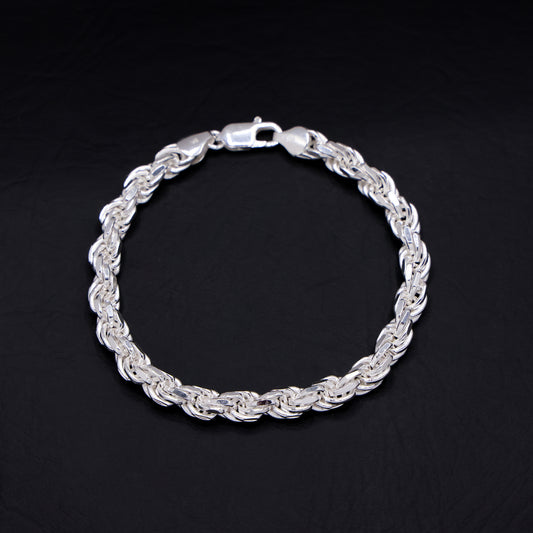 7mm Rope Bracelet - 925 Silver
