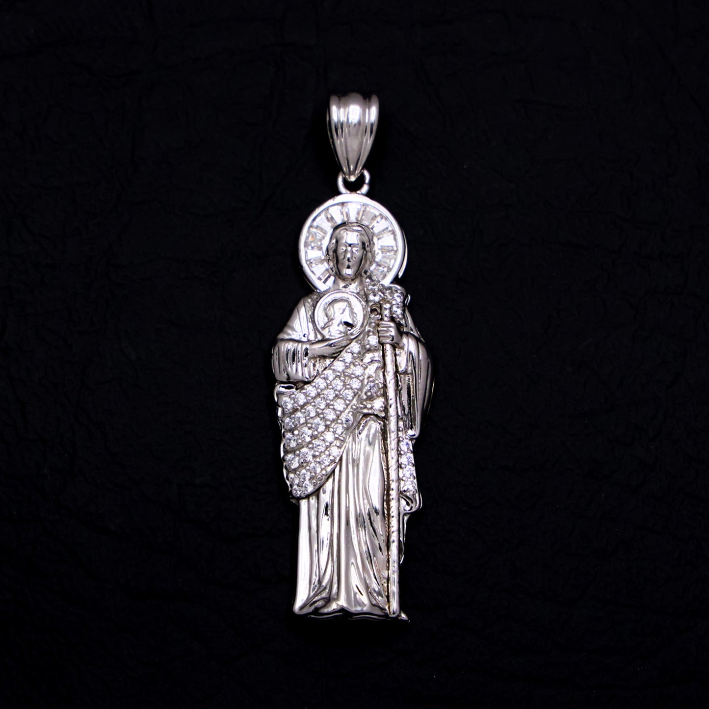 Iced San Judas Pendant - 925 Silver