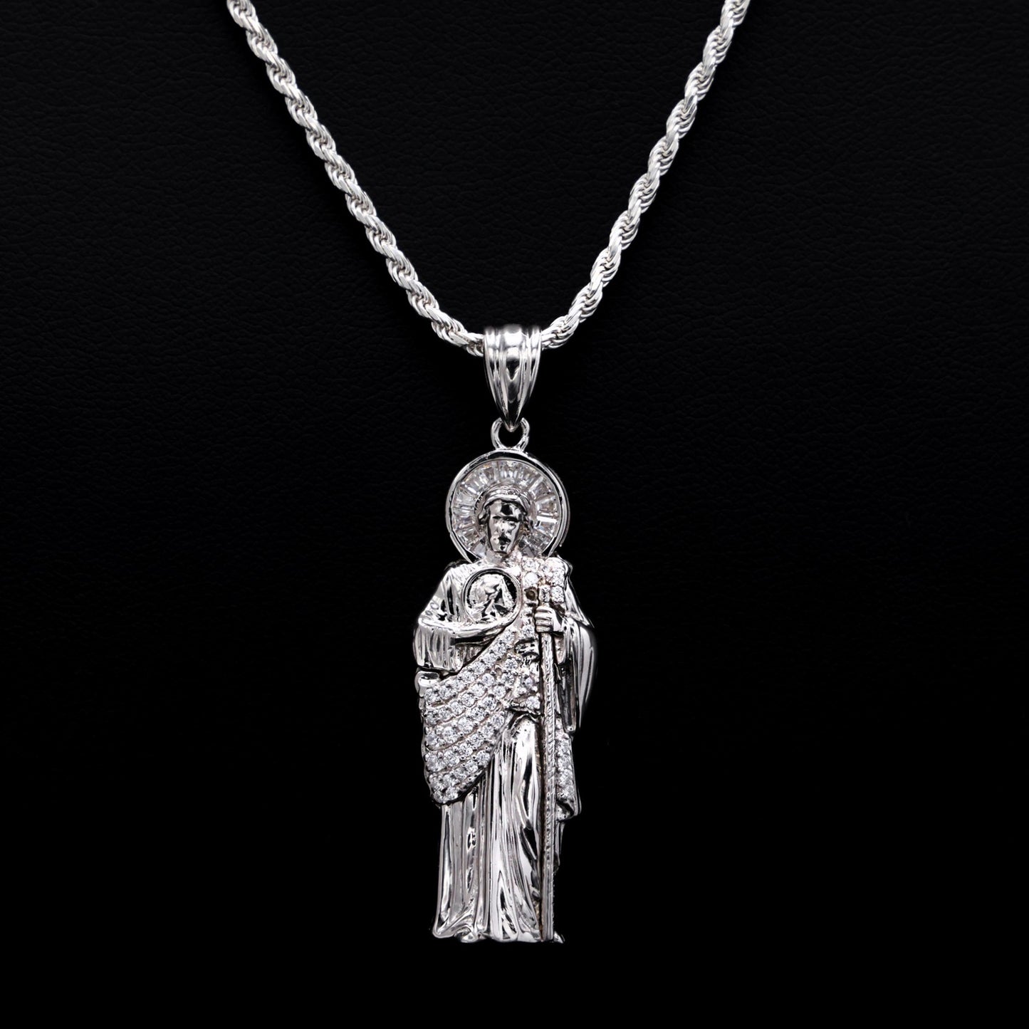 Iced San Judas Pendant - 925 Silver