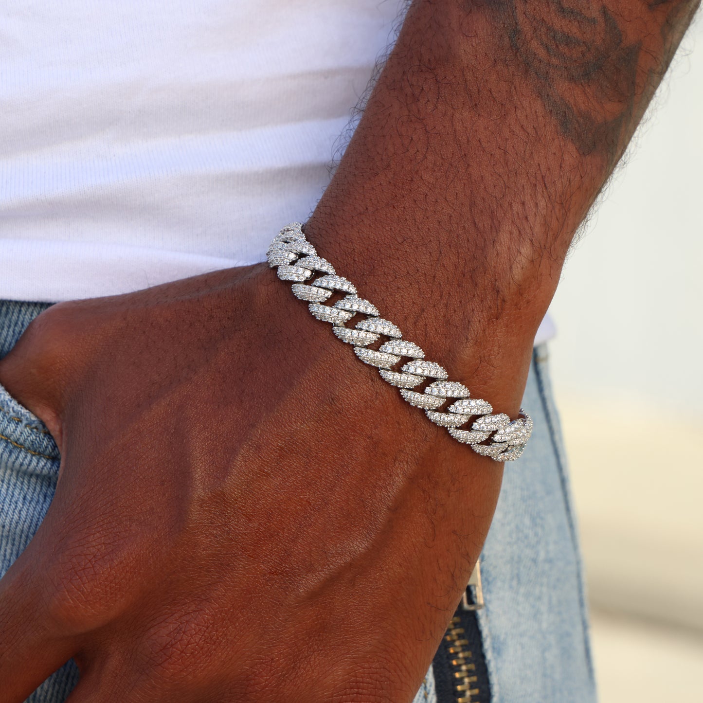 10mm Moissanite Cuban Link bracelet- 925 Silver